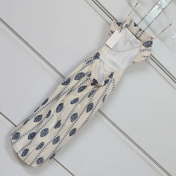 Zara womenWhite and Blue Embroidered Cutout Midi Dress Strappy M NWT 3376/929 - Picture 5 of 8